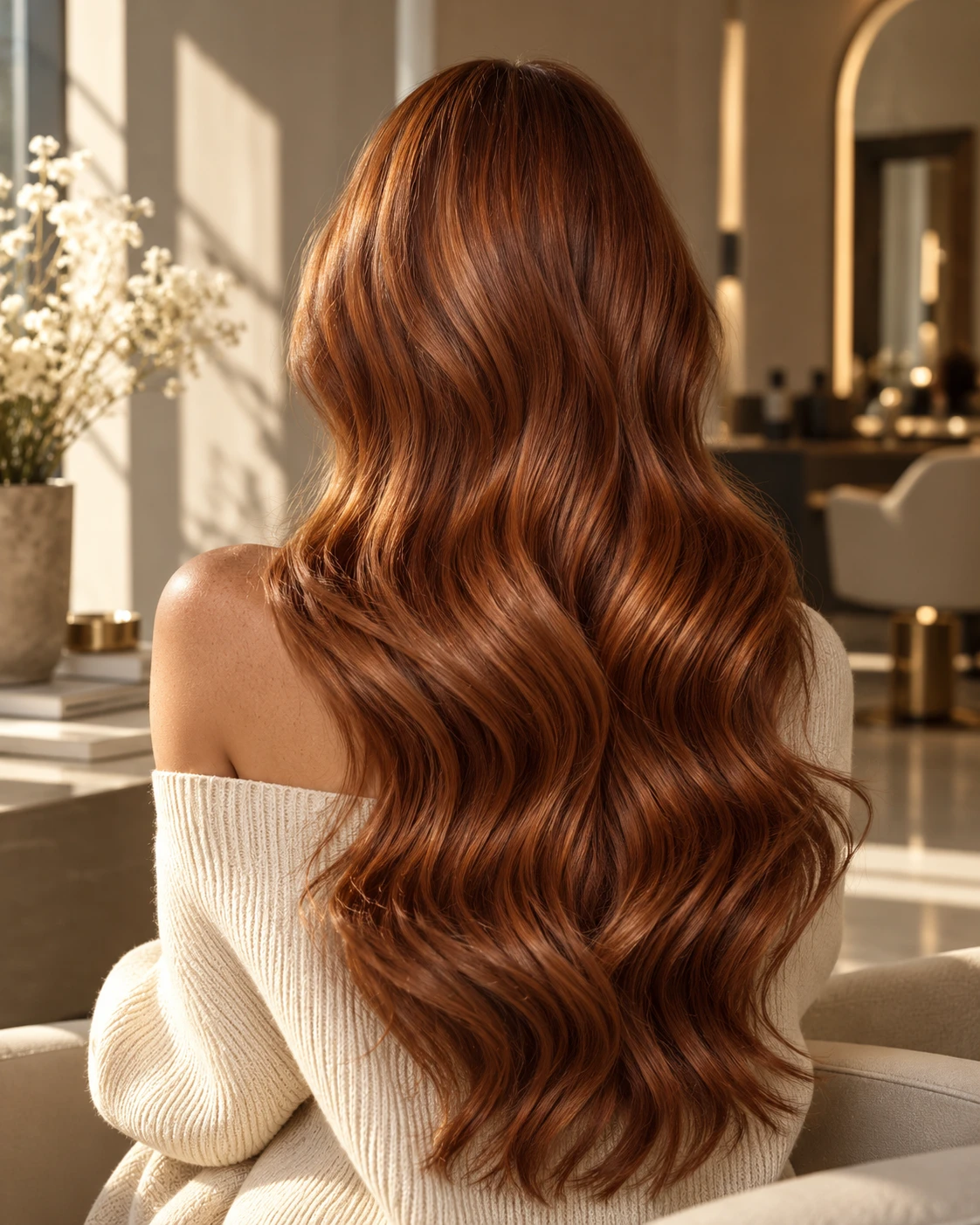 Rich copper colour with glossy S-waves, back view